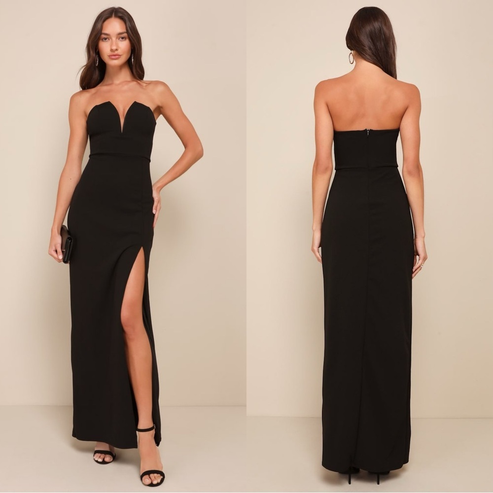 NWOT Lulus Dedicated to Glamour Black‎ Strapless Maxi Dress